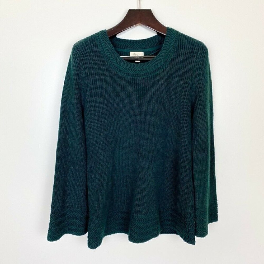 Style & Co Womens Pullover Sweater Top Green Medium
